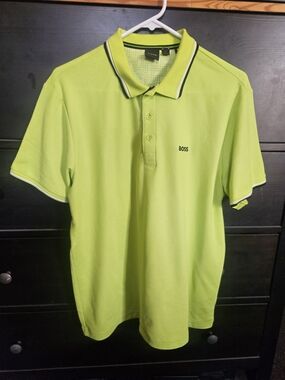 BOSS Men's Lime Green Polo Shirt